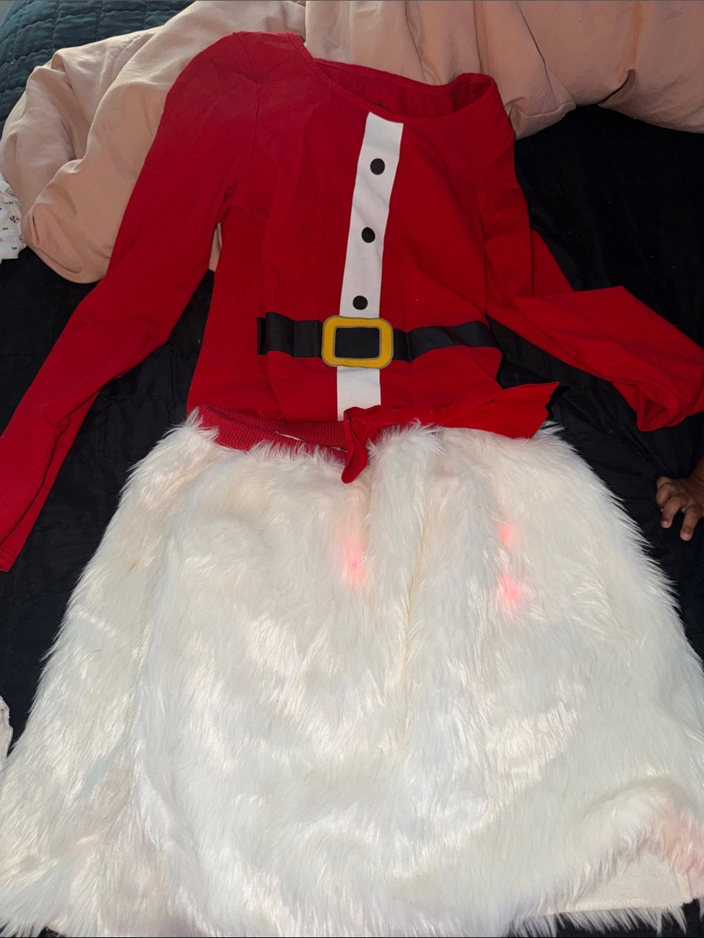 Red and White Faux-Fur Santa skirt set